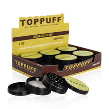Load image into Gallery viewer, TOPPUFF Zinc Alloy Herb Grinder with Yellow Lid Cover, 4 Lay Ø 63 Smoker Grinder, Premium Portable Tobacco Grinder, 6 PCS/ Box