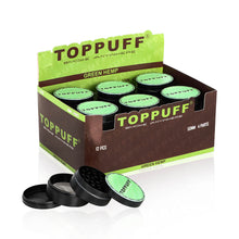 Load image into Gallery viewer, TOPPUFF Zinc Alloy Herb Grinder with Green Lid Cover, 4 Lay Ø 50 Smoker Grinder, Premium Portable Tobacco Grinder, 12 PCS/ Box