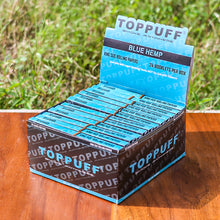 Load image into Gallery viewer, TOPPUFF Blue Rolling Paper with Rolling Tips, King Size Slim Cigarette Rolling Paper, Slow Burning Rolling Papers, 32 PCS / Pack 24 Packs / Box