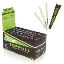 Load image into Gallery viewer, TOPPUFF Green King Size Pre Rolled Cones, Natural Rolling Cones With Tips, Slow Burning Pre Rolled Rolling Paper, 3 PCS / Pack 32 Packs / Box