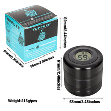 Load image into Gallery viewer, TOPPUFF Digital Display Aluminum Alloy Herb Grinder, 4 Lay Ø 63 Smoker Grinder, Premium Portable Tobacco Grinder