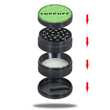 Load image into Gallery viewer, TOPPUFF Zinc Alloy Herb Grinder with Green Lid Cover, 4 Lay Ø 50 Smoker Grinder, Premium Portable Tobacco Grinder, 12 PCS/ Box