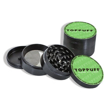 Load image into Gallery viewer, TOPPUFF Zinc Alloy Herb Grinder with Green Lid Cover, 4 Lay Ø 50 Smoker Grinder, Premium Portable Tobacco Grinder, 12 PCS/ Box