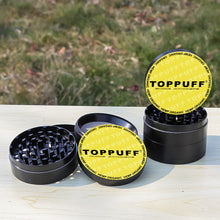 Load image into Gallery viewer, TOPPUFF Zinc Alloy Herb Grinder with Yellow Lid Cover, 4 Lay Ø 63 Smoker Grinder, Premium Portable Tobacco Grinder, 6 PCS/ Box