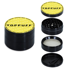 Load image into Gallery viewer, TOPPUFF Zinc Alloy Herb Grinder with Yellow Lid Cover, 4 Lay Ø 63 Smoker Grinder, Premium Portable Tobacco Grinder, 6 PCS/ Box