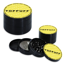 Load image into Gallery viewer, TOPPUFF Zinc Alloy Herb Grinder with Yellow Lid Cover, 4 Lay Ø 63 Smoker Grinder, Premium Portable Tobacco Grinder, 6 PCS/ Box