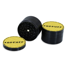 Load image into Gallery viewer, TOPPUFF Zinc Alloy Herb Grinder with Yellow Lid Cover, 4 Lay Ø 63 Smoker Grinder, Premium Portable Tobacco Grinder, 6 PCS/ Box